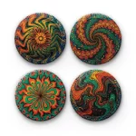 Vivid Swirling Design | Round Tile Coasters