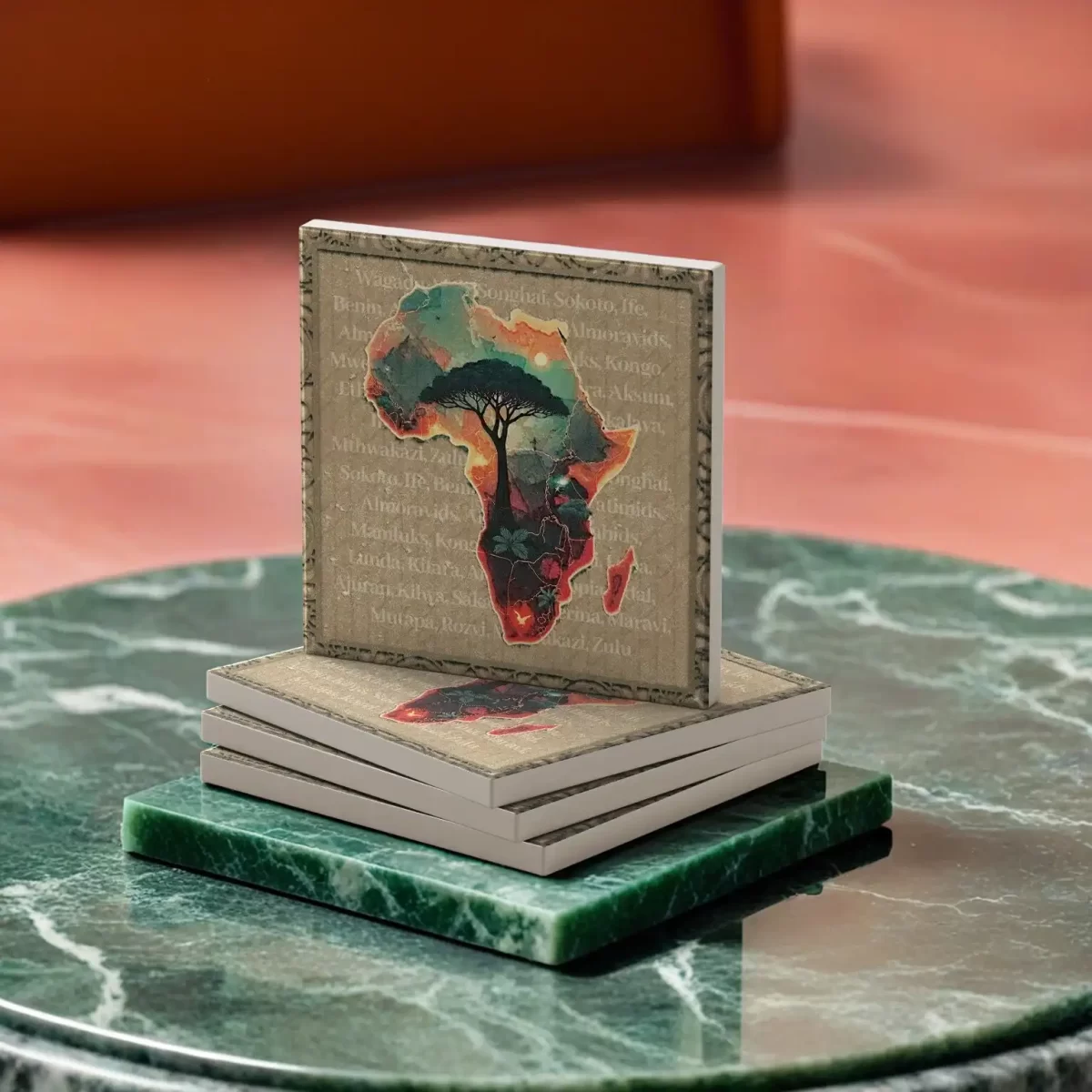 Africa - The Artistic Map v.1 | Square Tile Coasters - Image 2