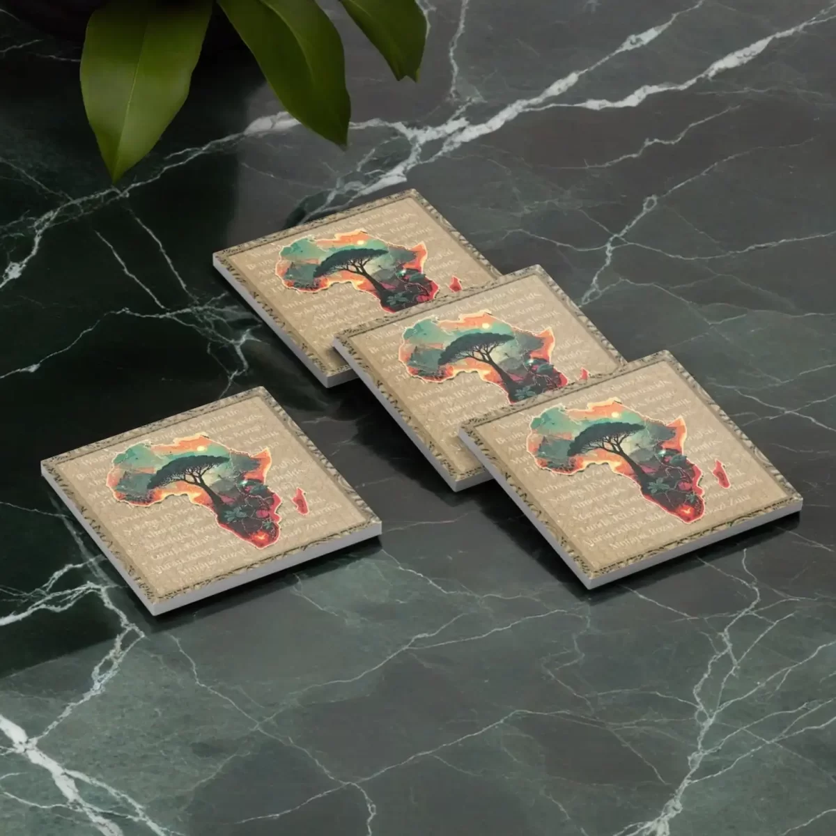 Africa - The Artistic Map v.1 | Square Tile Coasters - Image 4