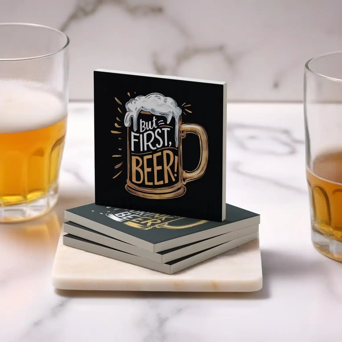 Beer Sayings Set | Square Tile Coasters - Image 2