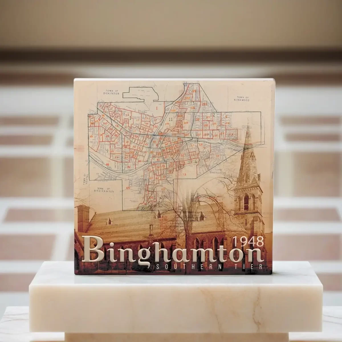 Binghamton Southern Tier v.1 | Square Tile Coasters - Image 2