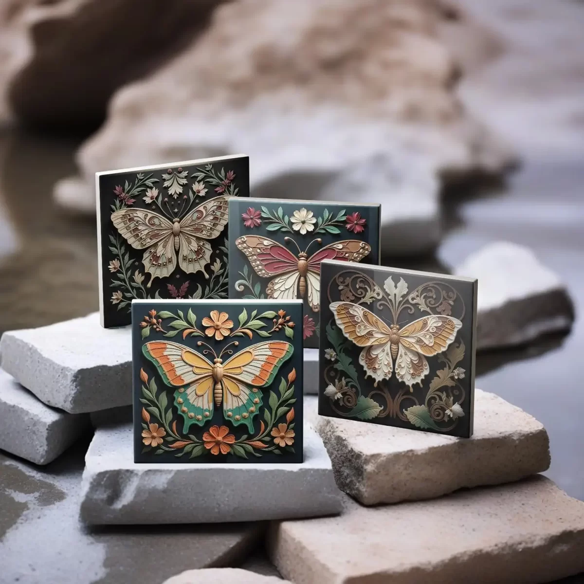Beautiful Butterflies v.1 | Square Tile Coasters - Image 2