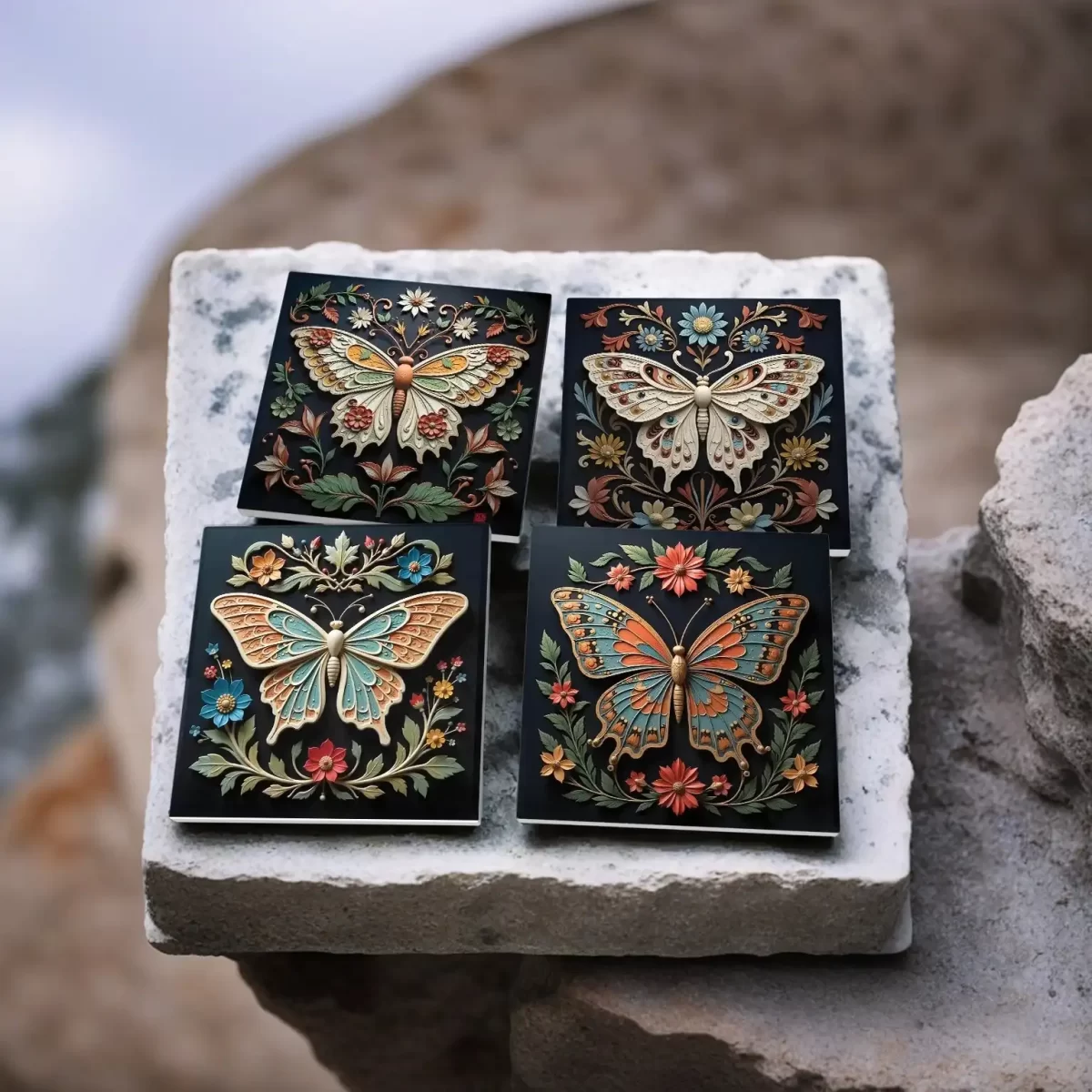 Beautiful Butterflies v.2 | Square Tile Coasters - Image 4