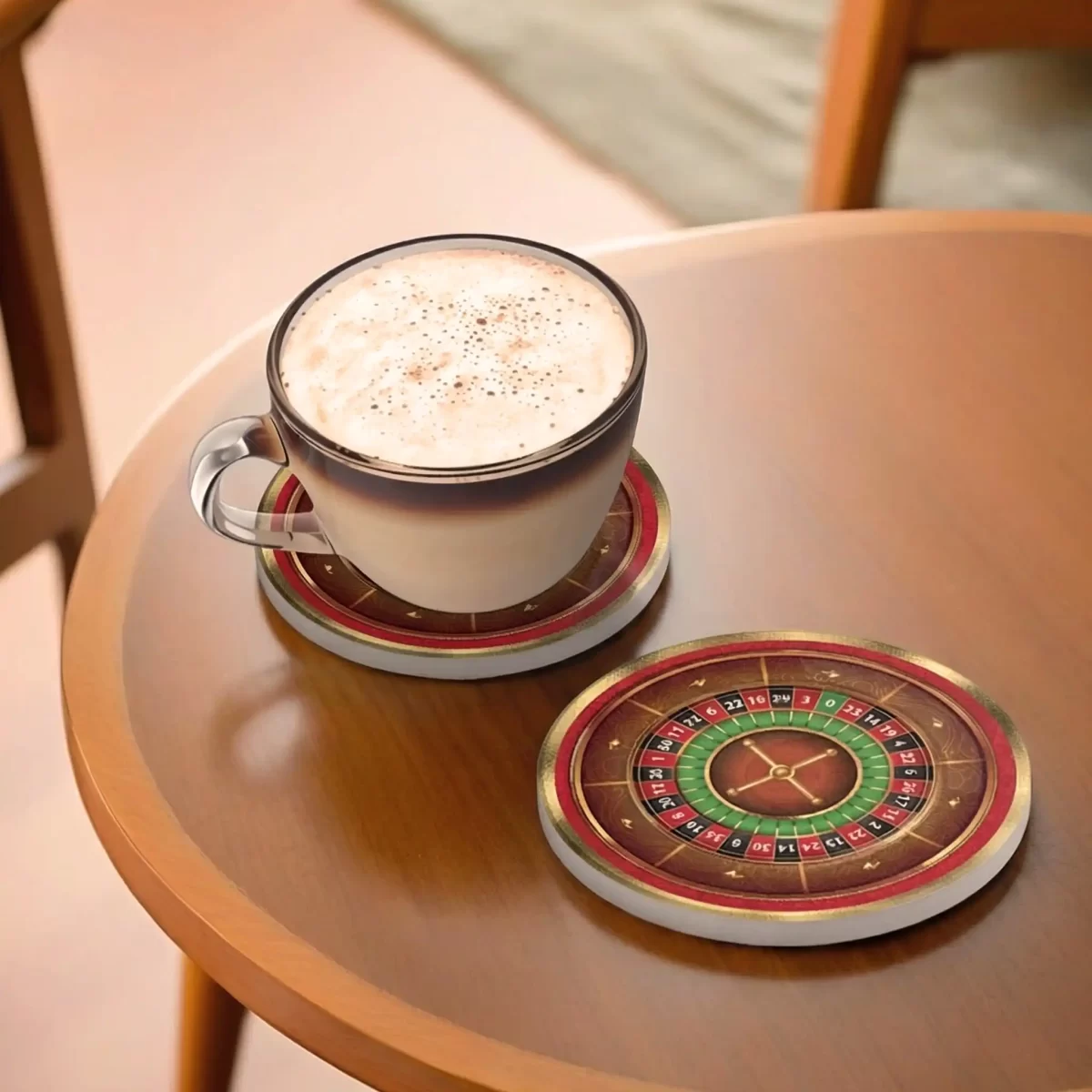 Casino Gold Poker Chips v.2 | Round Tile Coasters - Image 2