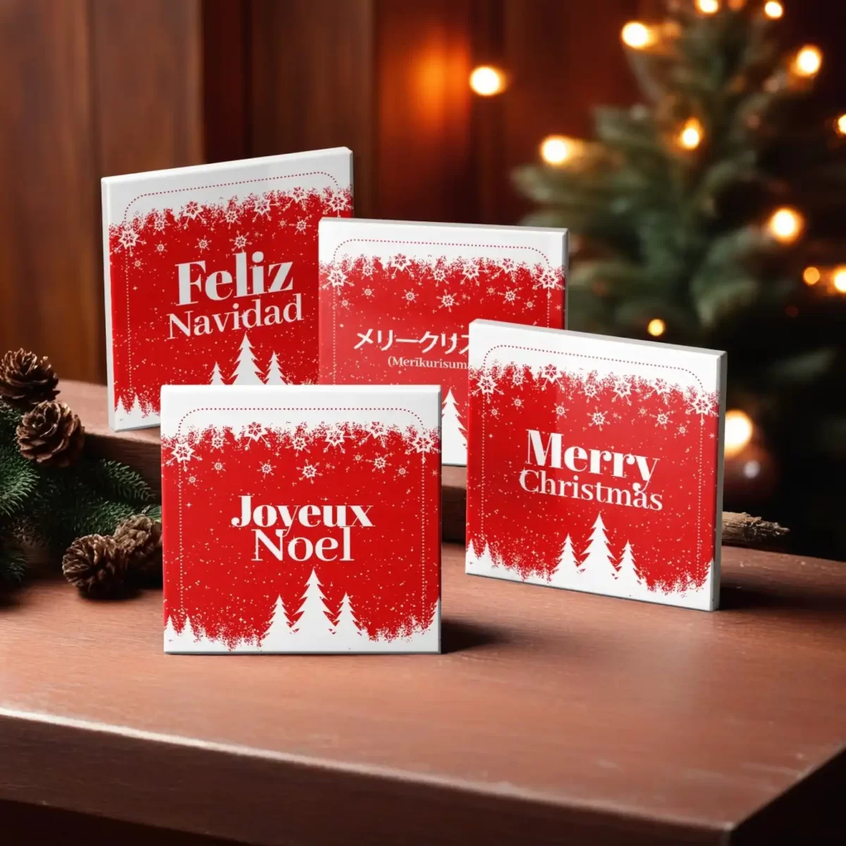 Christmas Languages | Square Tile Coasters - Image 4