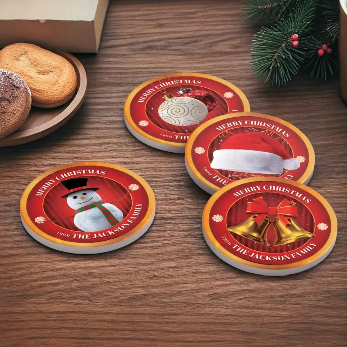 Christmas Pack V (Family Custom) | Round Tile Coasters - Image 4
