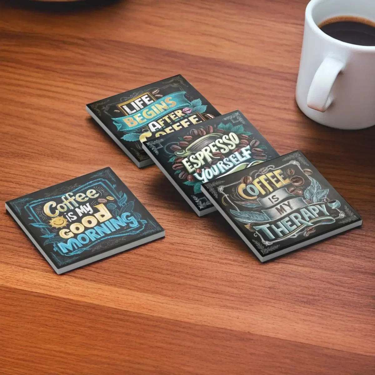 Coffee Set | Square Tile Coasters - Image 4