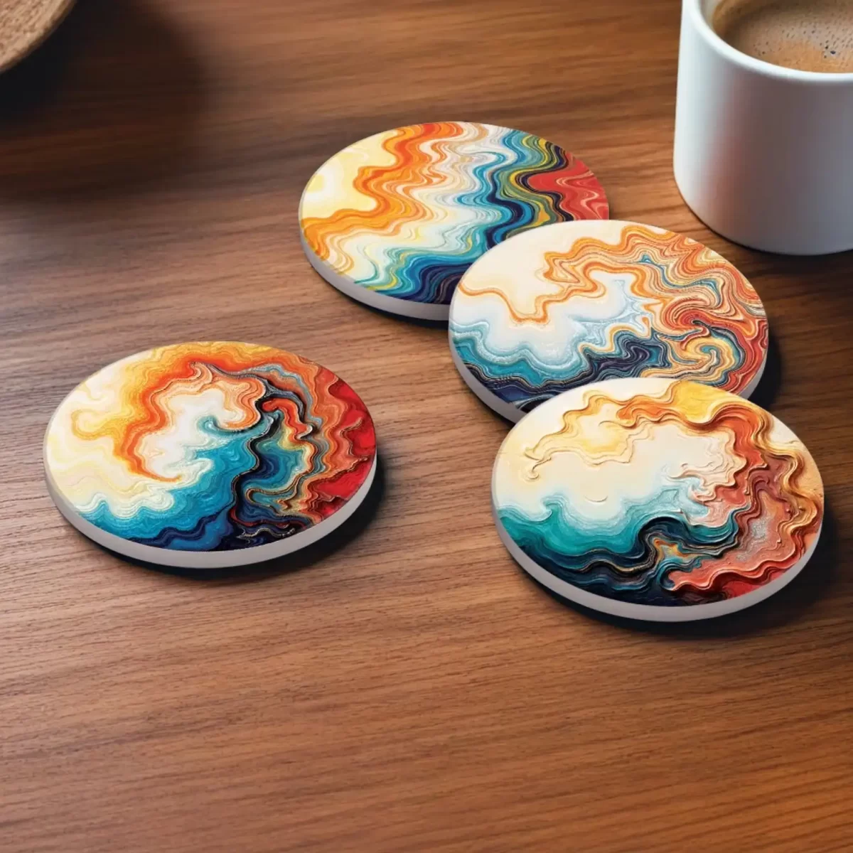 Color Hue Swirls v.1 | Round Tile Coasters - Image 4