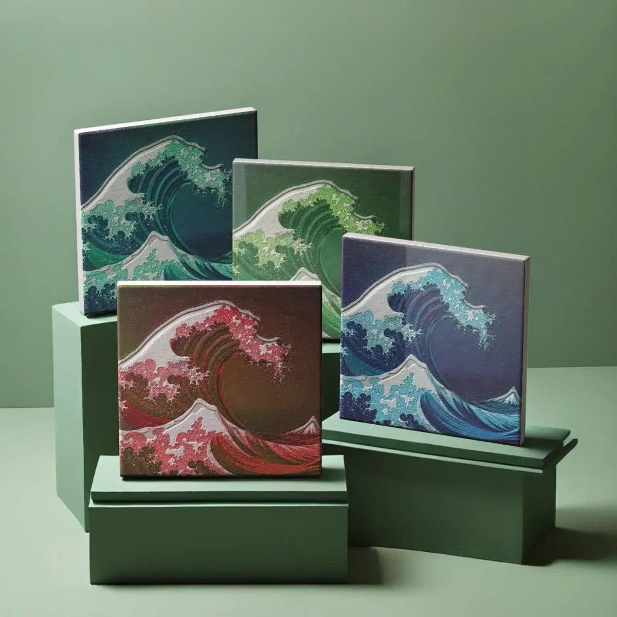 Embossed Crashing Waves | Square Tile Coasters - Image 4