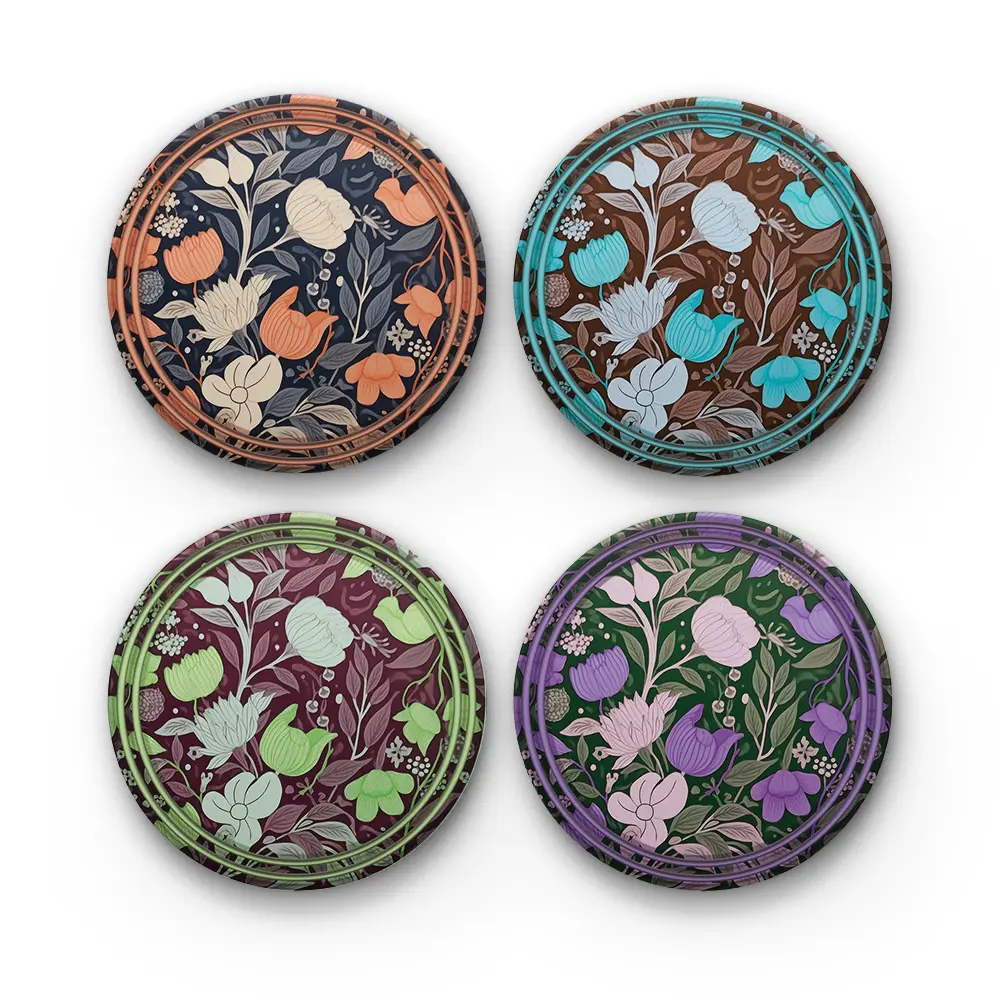 Flora-Cera-A-CRMC-Coaster-RND-No4mat-1 Flora-Cera | Round Tile Coasters - Image 1