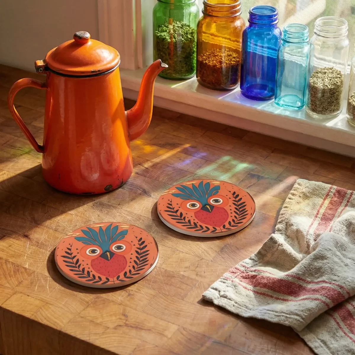 Funny Roosters | Round Tile Coasters - Image 2