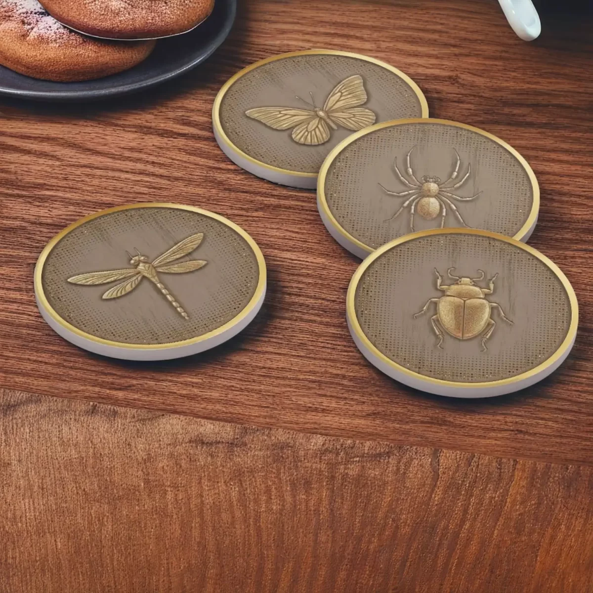 Gold Bugs | Round Tile Coasters - Image 4