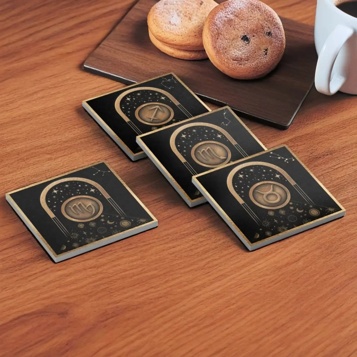 Gold Zodiac Signs | Square Tile Coasters - Image 4