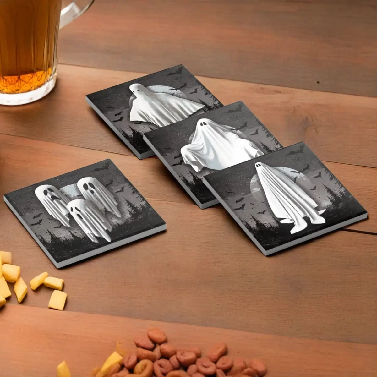 Halloween Ghost Coaster v.1 | Square Tile Coasters - Image 3