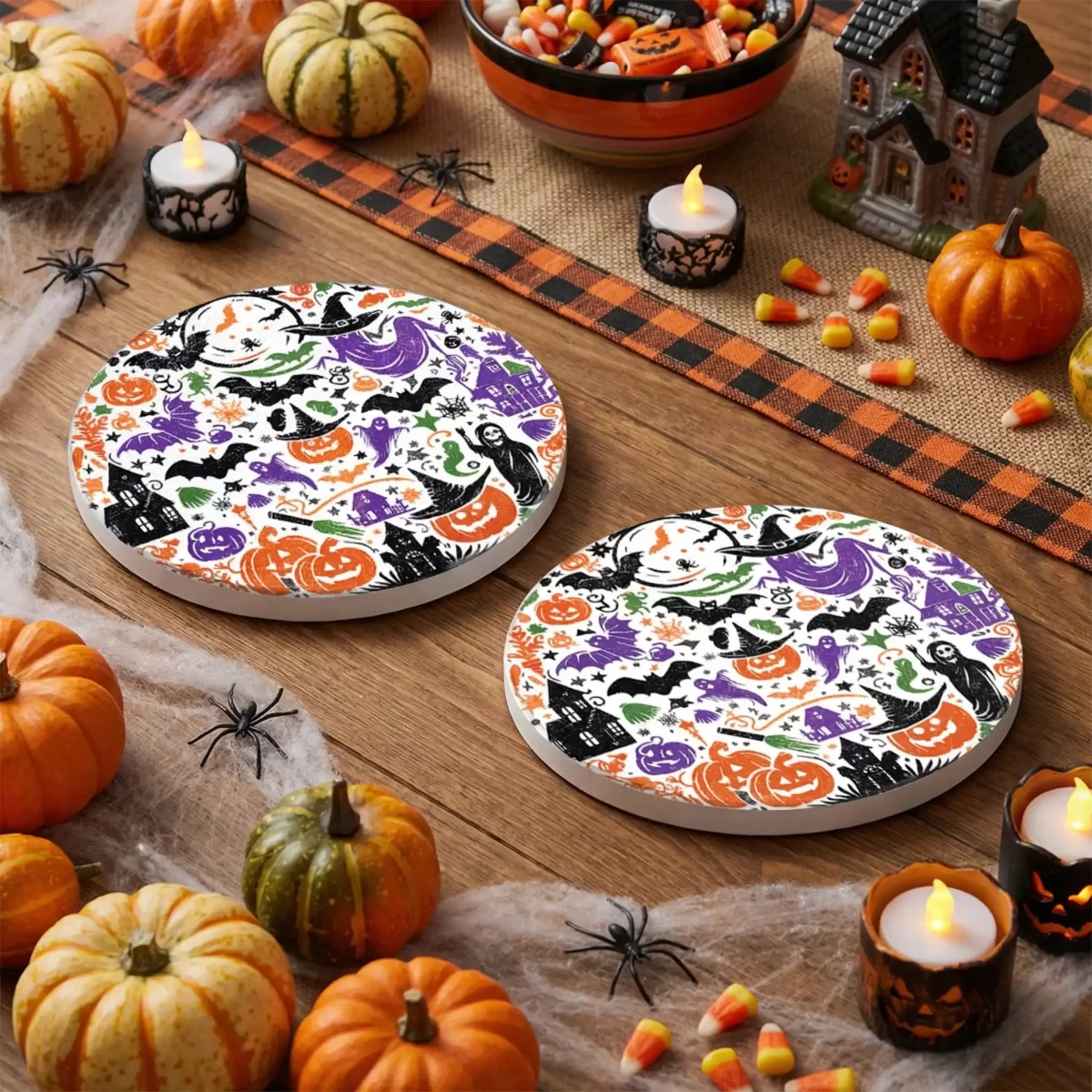 Halloween Pattern v.1 | Round Tile Coasters - Image 2