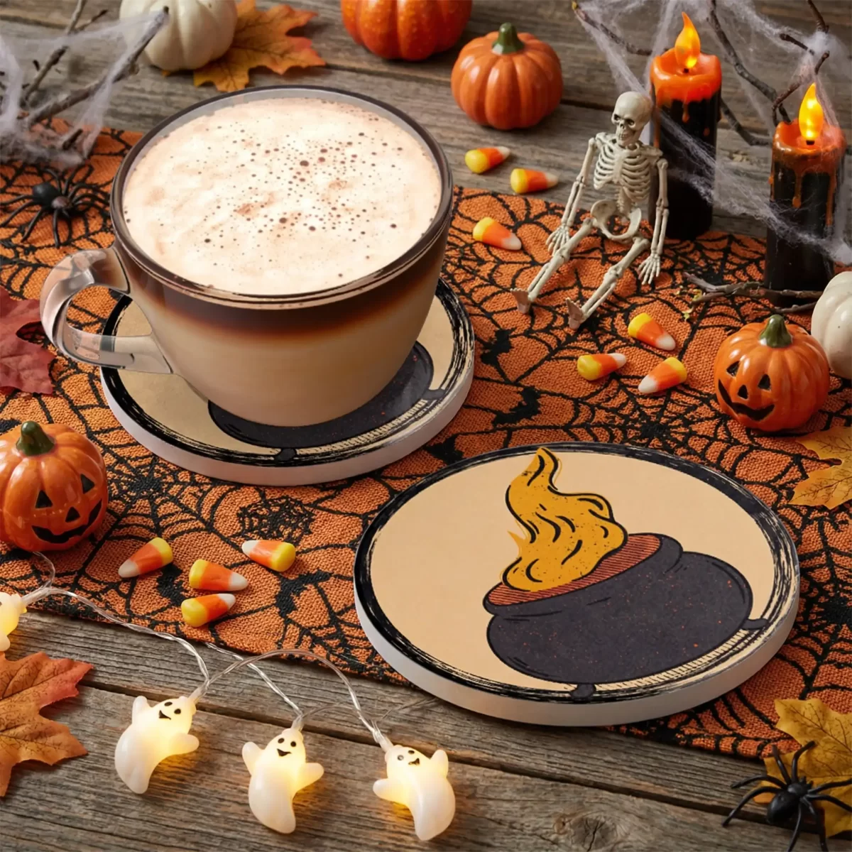 Halloween Round Designs v.2 | Round Tile Coasters - Image 2