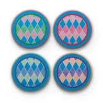 Harlequin Pulse | Round Tile Coasters