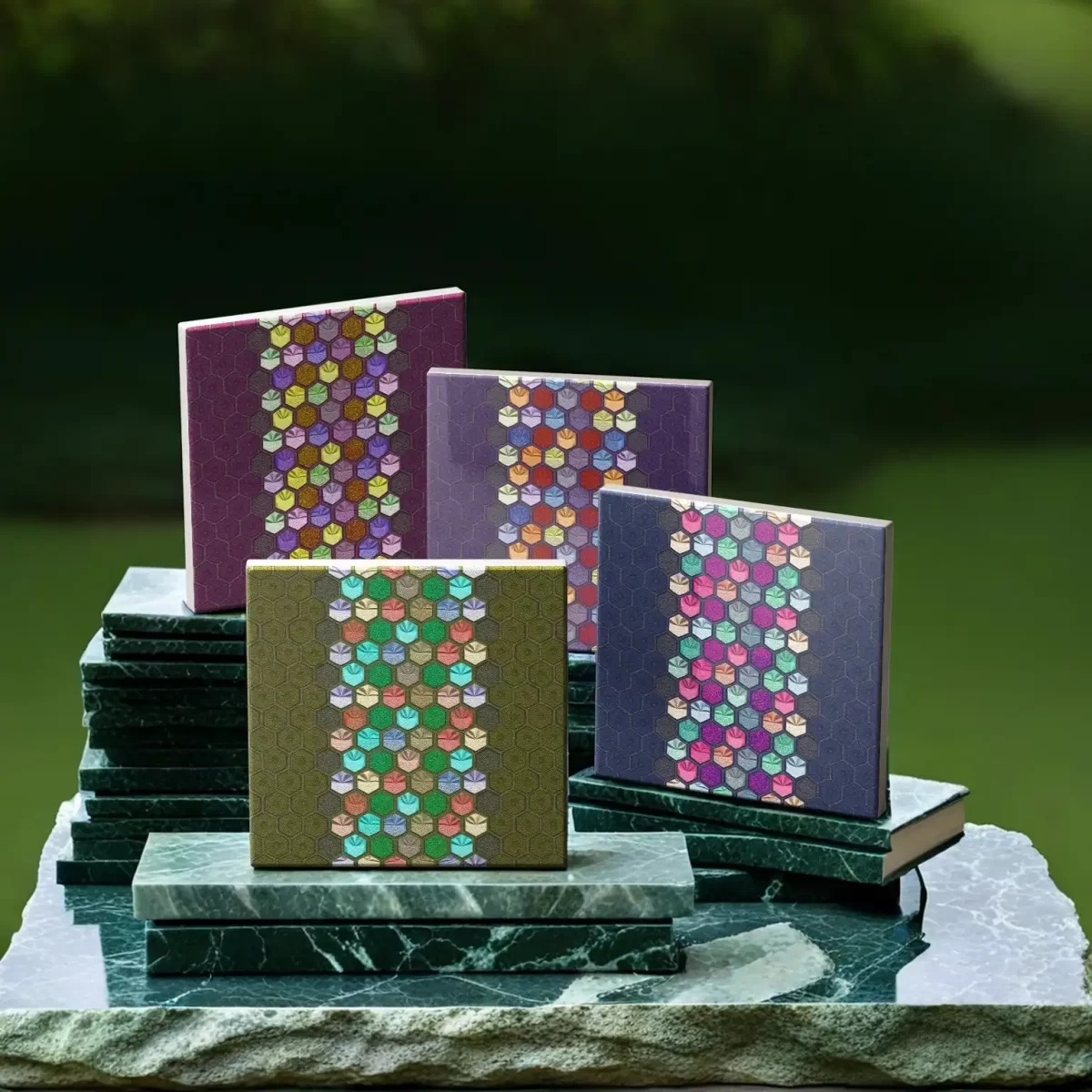 Hexagonal Pattern | Square Tile Coasters - Image 4