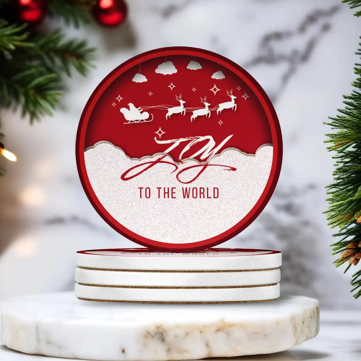 Joy To The World | Round Tile Coasters - Image 2
