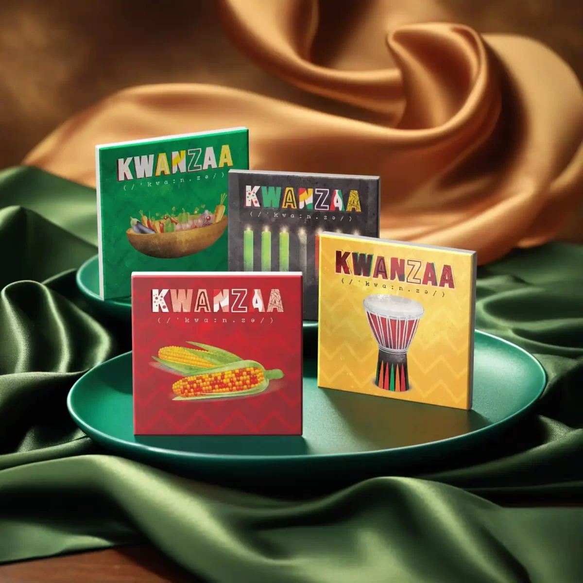Kwanzaa Colored | Square Tile Coasters - Image 4