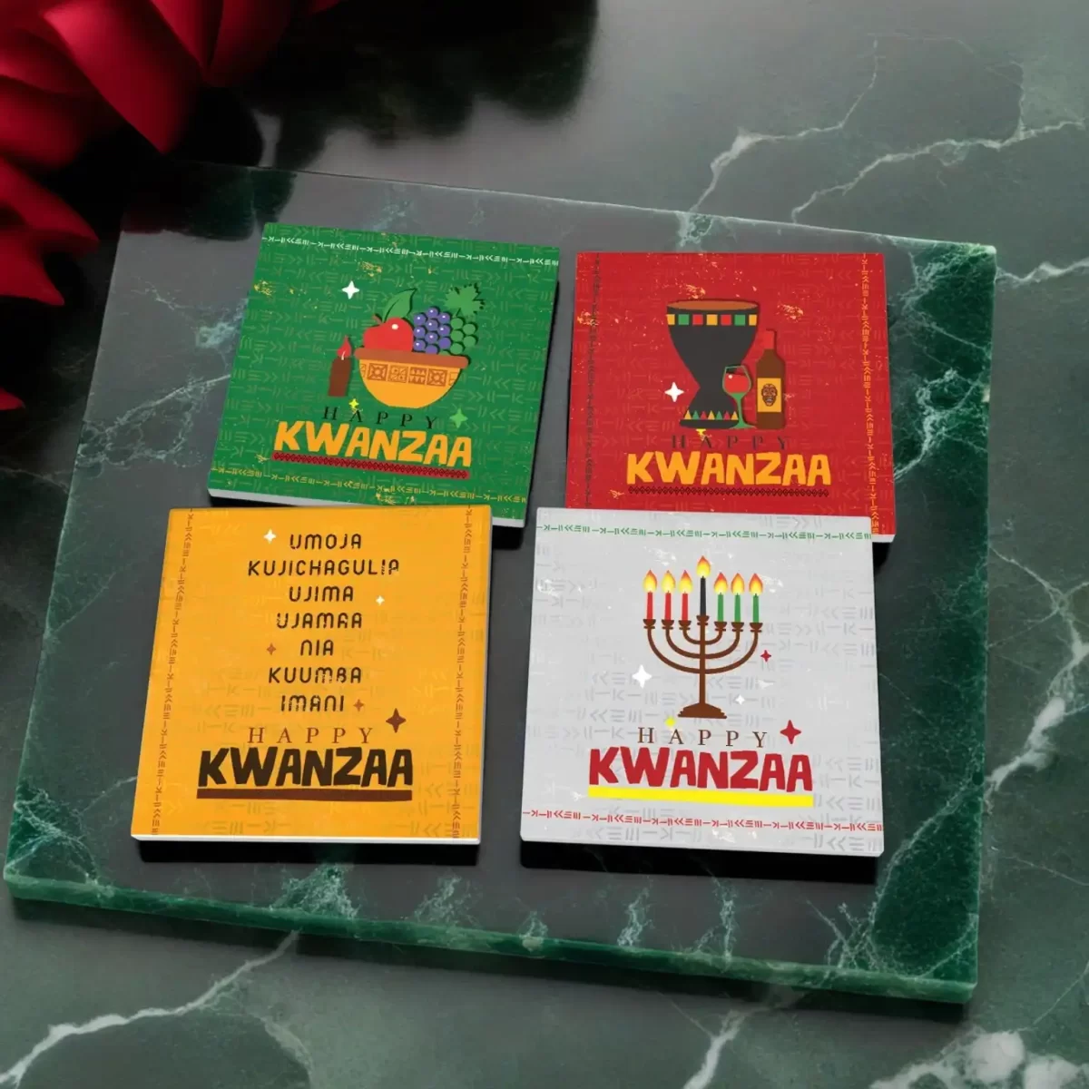 Kwanzaa Multi | Square Tile Coasters - Image 4