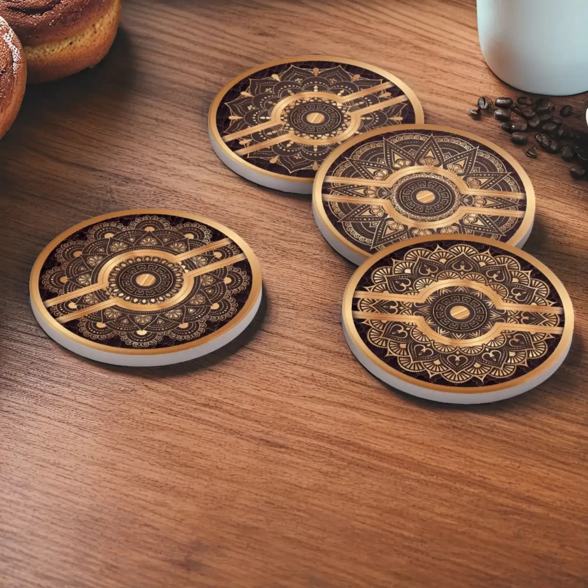 Mandala Gold | Round Tile Coasters - Image 4