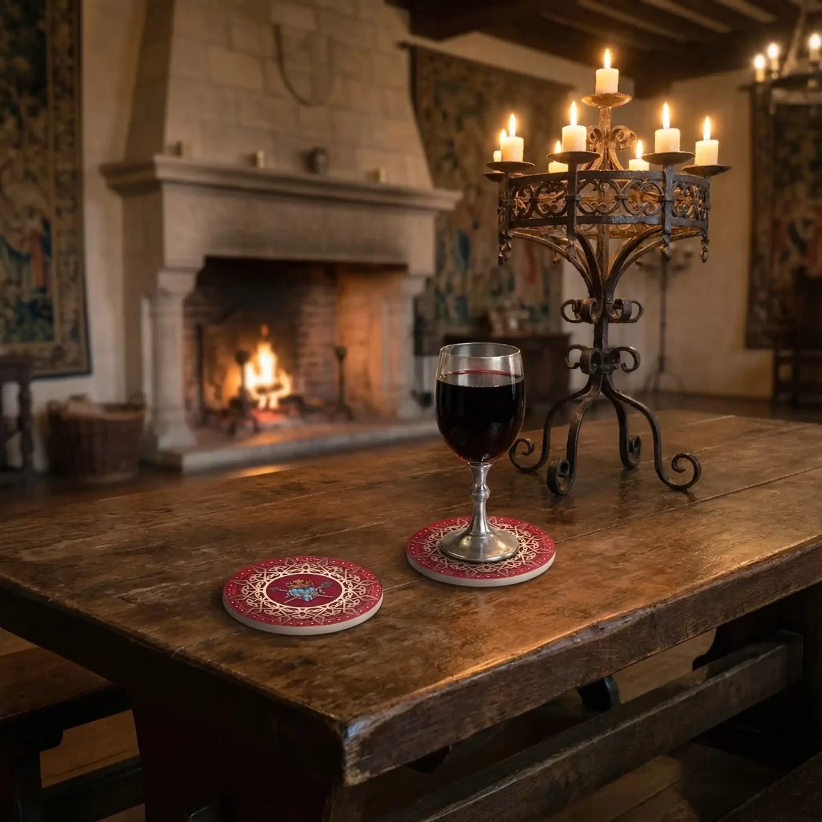 Medieval Design | Round Tile Coasters - Image 2