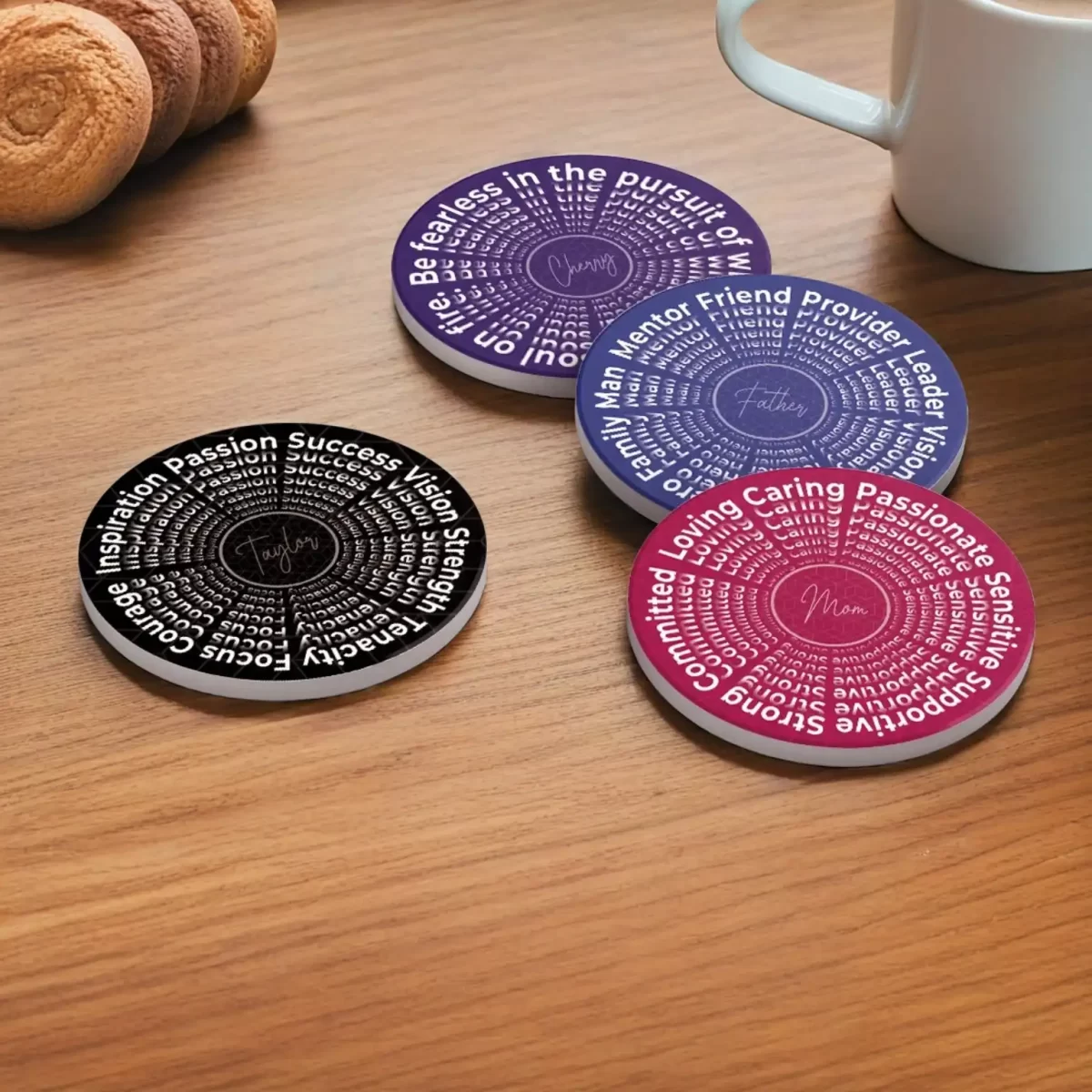 Motivational Words | Round Tile Coasters - Image 4