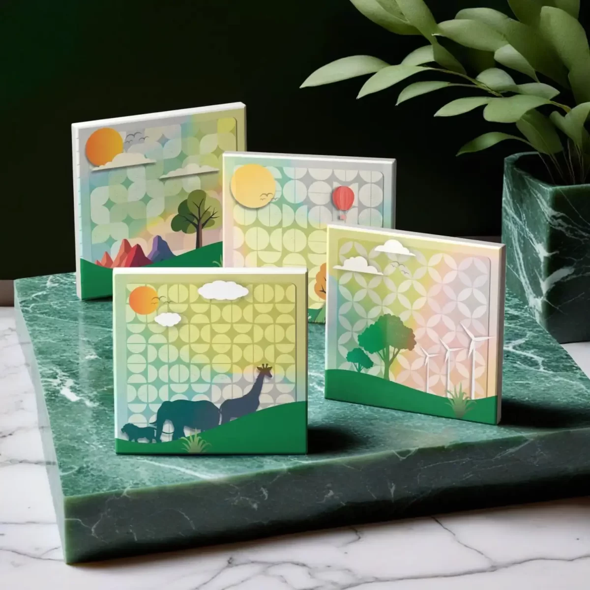 Paper Nature Set | Square Tile Coasters - Image 4