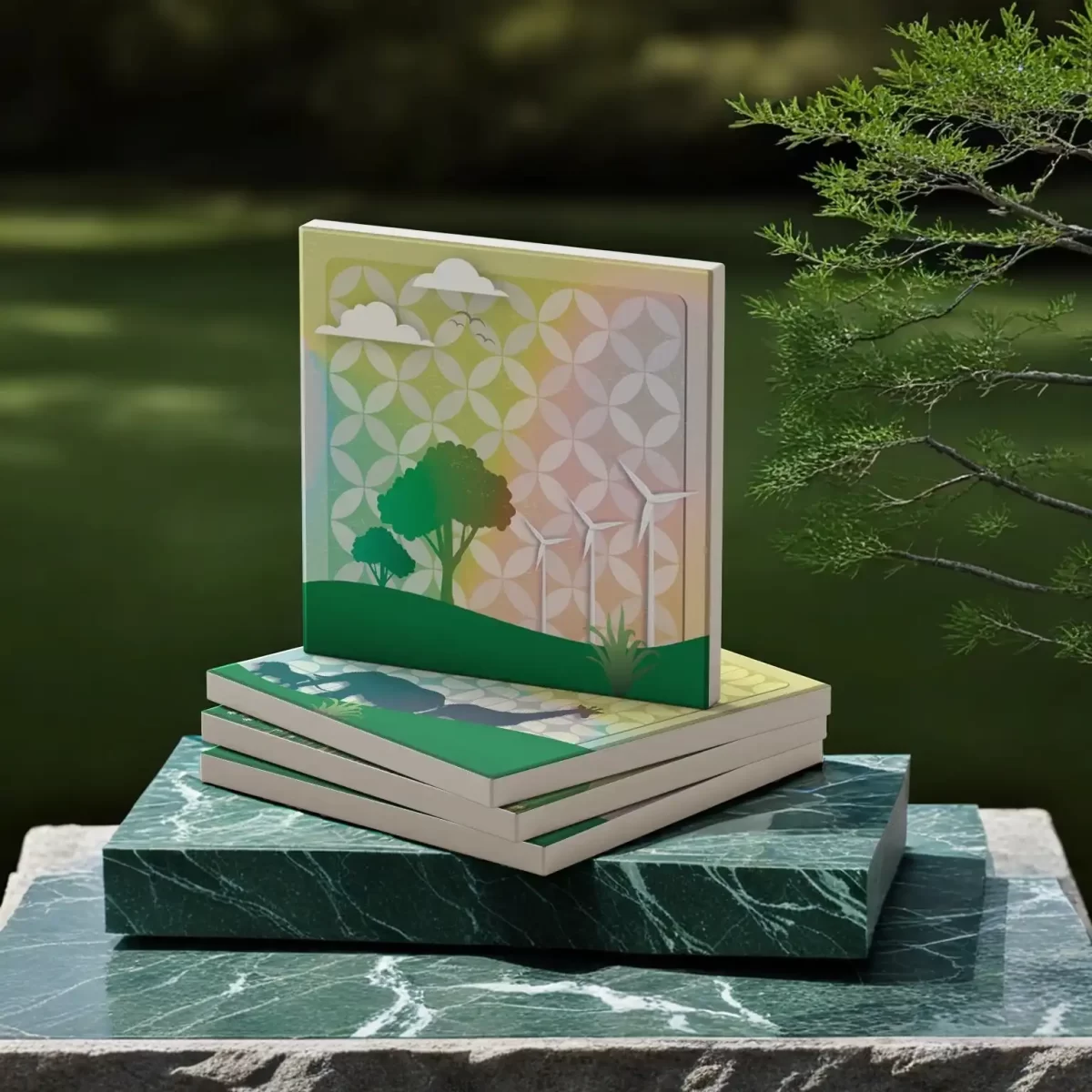 Paper Nature Set | Square Tile Coasters - Image 2