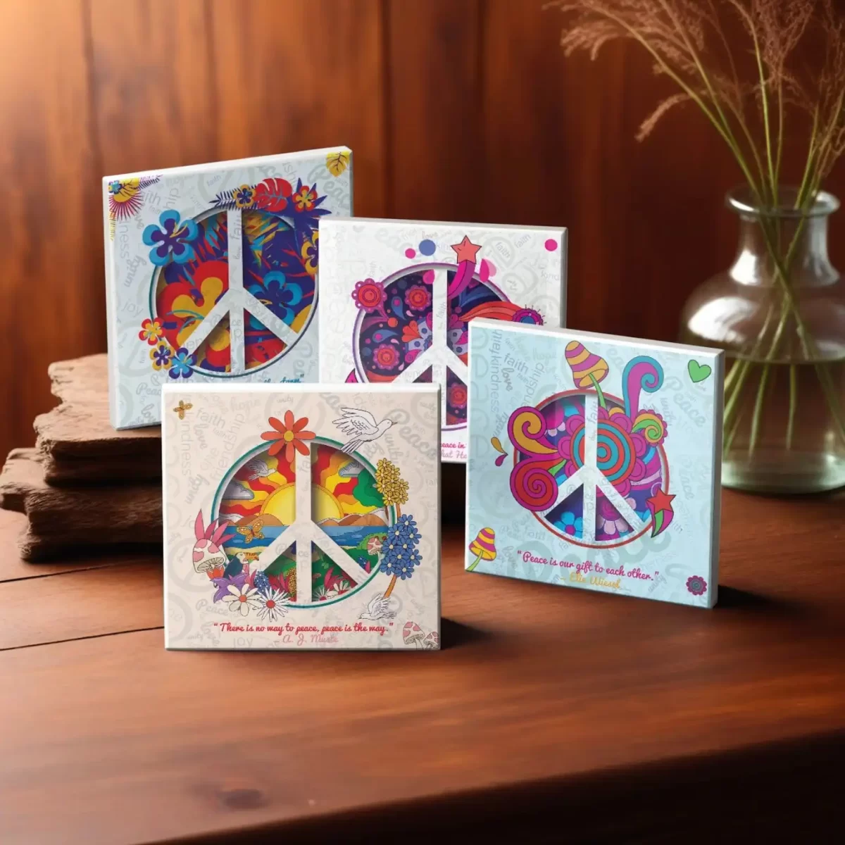 Peace Sign | Square Tile Coasters - Image 2