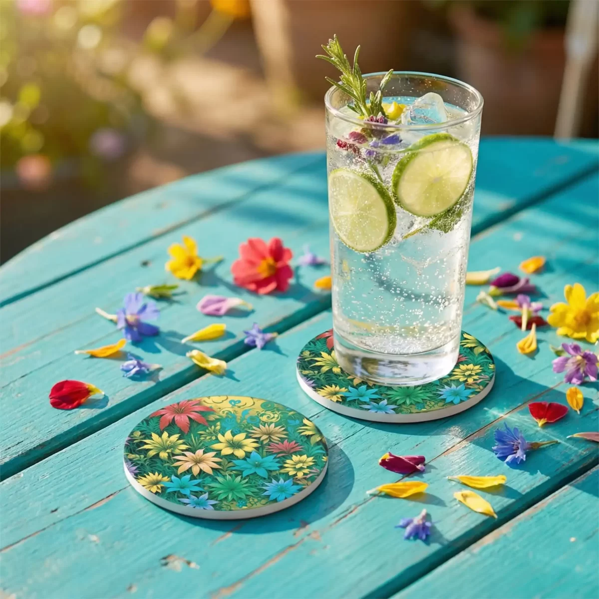 Radiant Flowers | Round Tile Coasters - Image 2