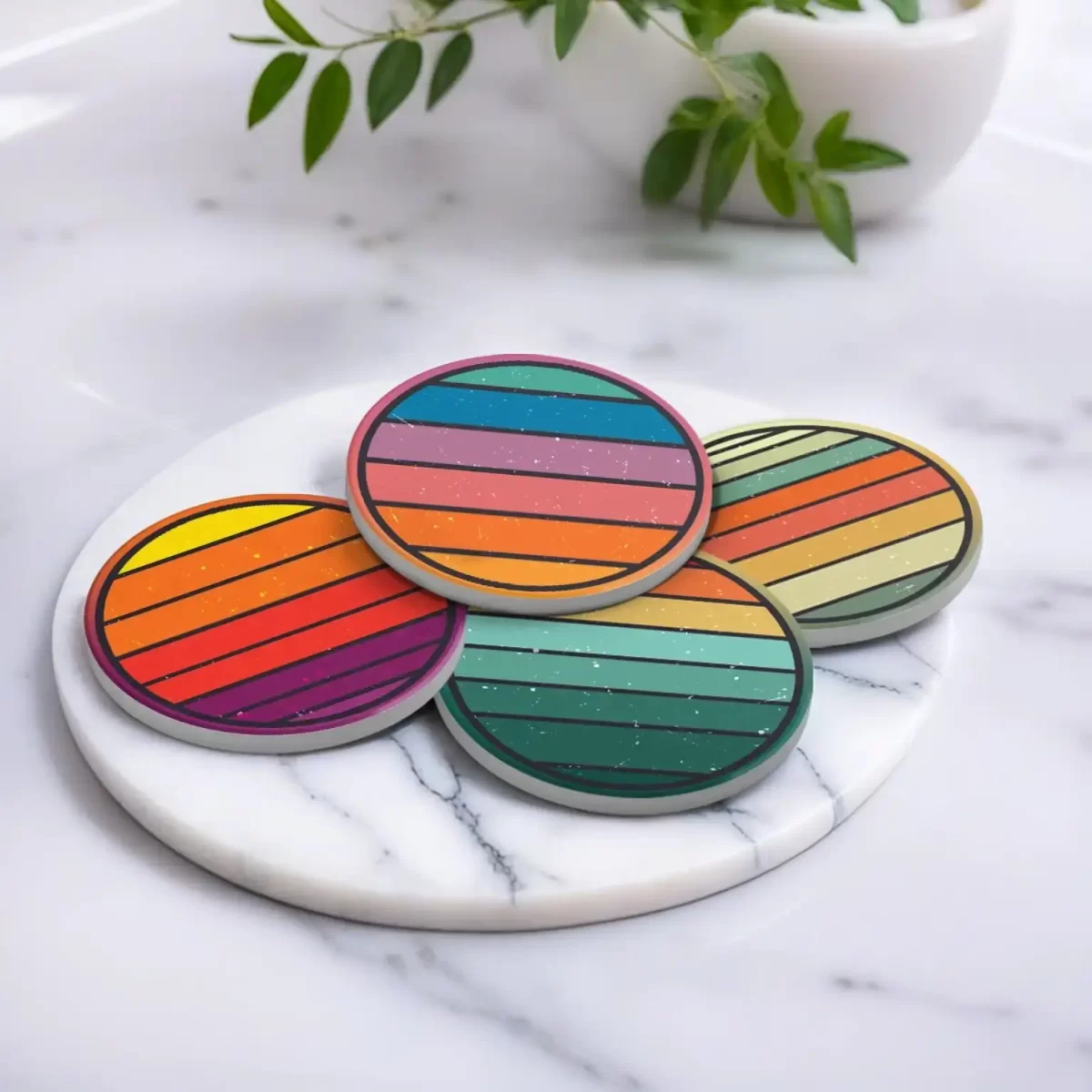 Retro Sunset | Round Tile Coasters - Image 4