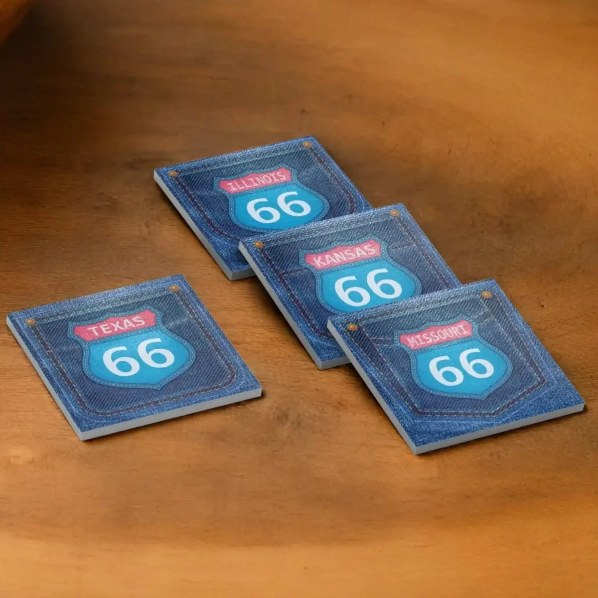 Route 66 Denim States Collection v.2 | Square Tile Coasters - Image 4