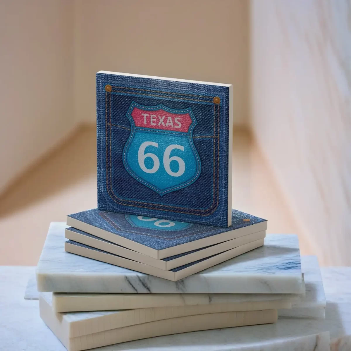 Route 66 Denim States Collection v.2 | Square Tile Coasters - Image 2