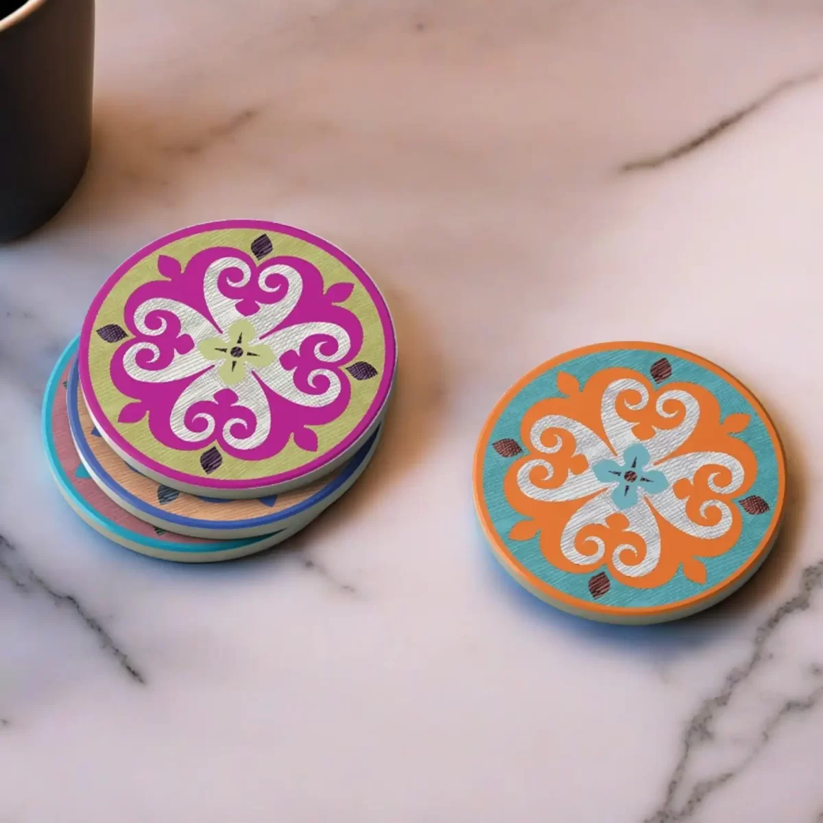So Oriental | Round Tile Coasters - Image 3