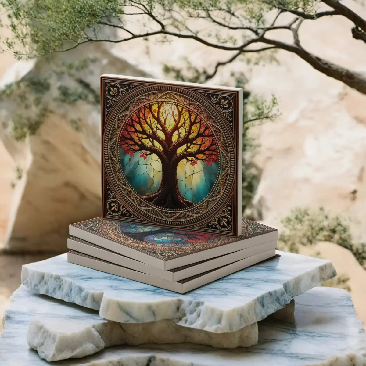 Stained Glass | Square Tile Coasters - Image 2