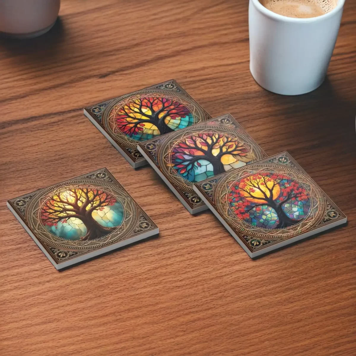Stained Glass | Square Tile Coasters - Image 4