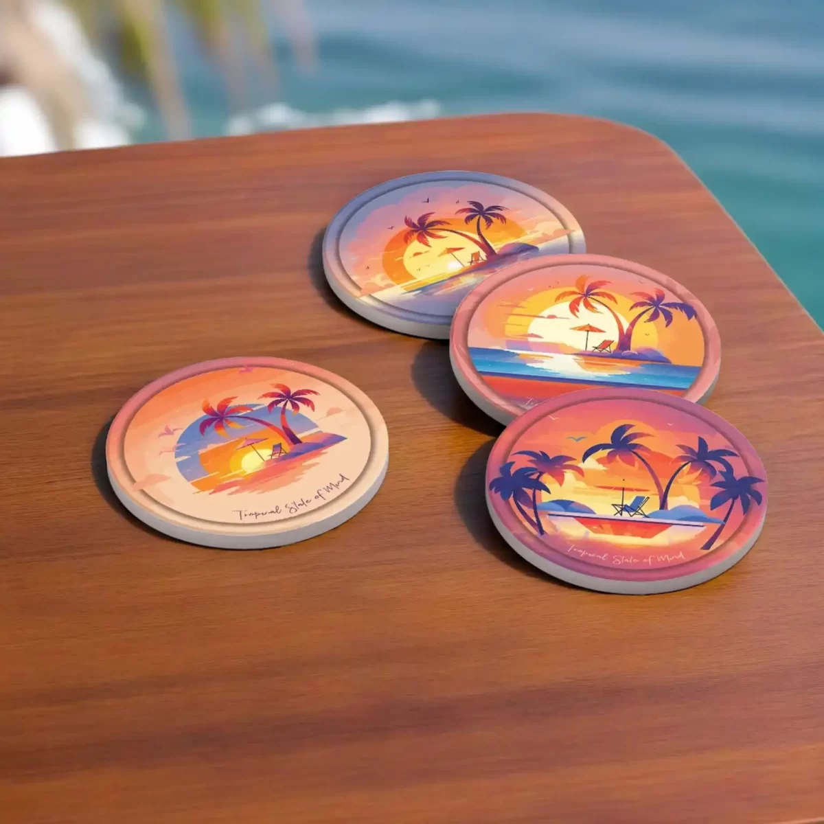 Tropical State of Mind | Round Tile Coasters - Image 2