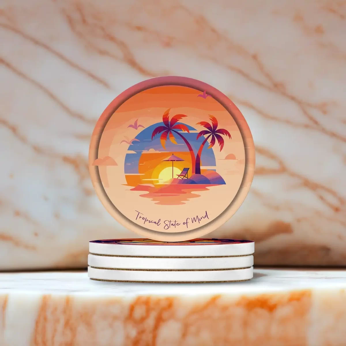 Tropical State of Mind | Round Tile Coasters - Image 4