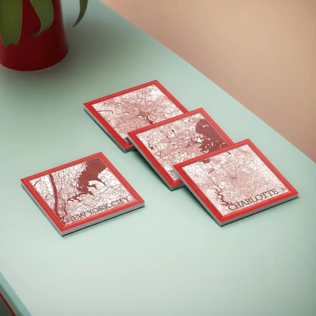 US States & Cities Map v.1 | Square Tile Coasters - Image 3