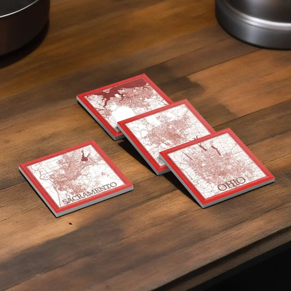 US States & Cities Map v.2 | Square Tile Coasters - Image 2