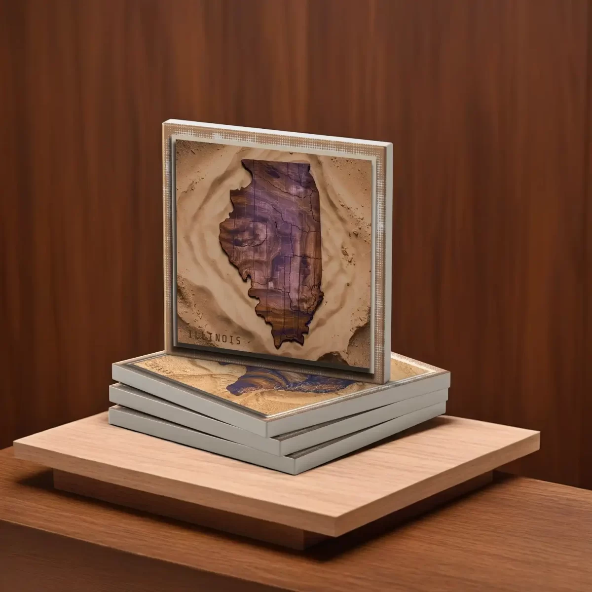US States Wood Design v.2 | Square Tile Coasters - Image 2
