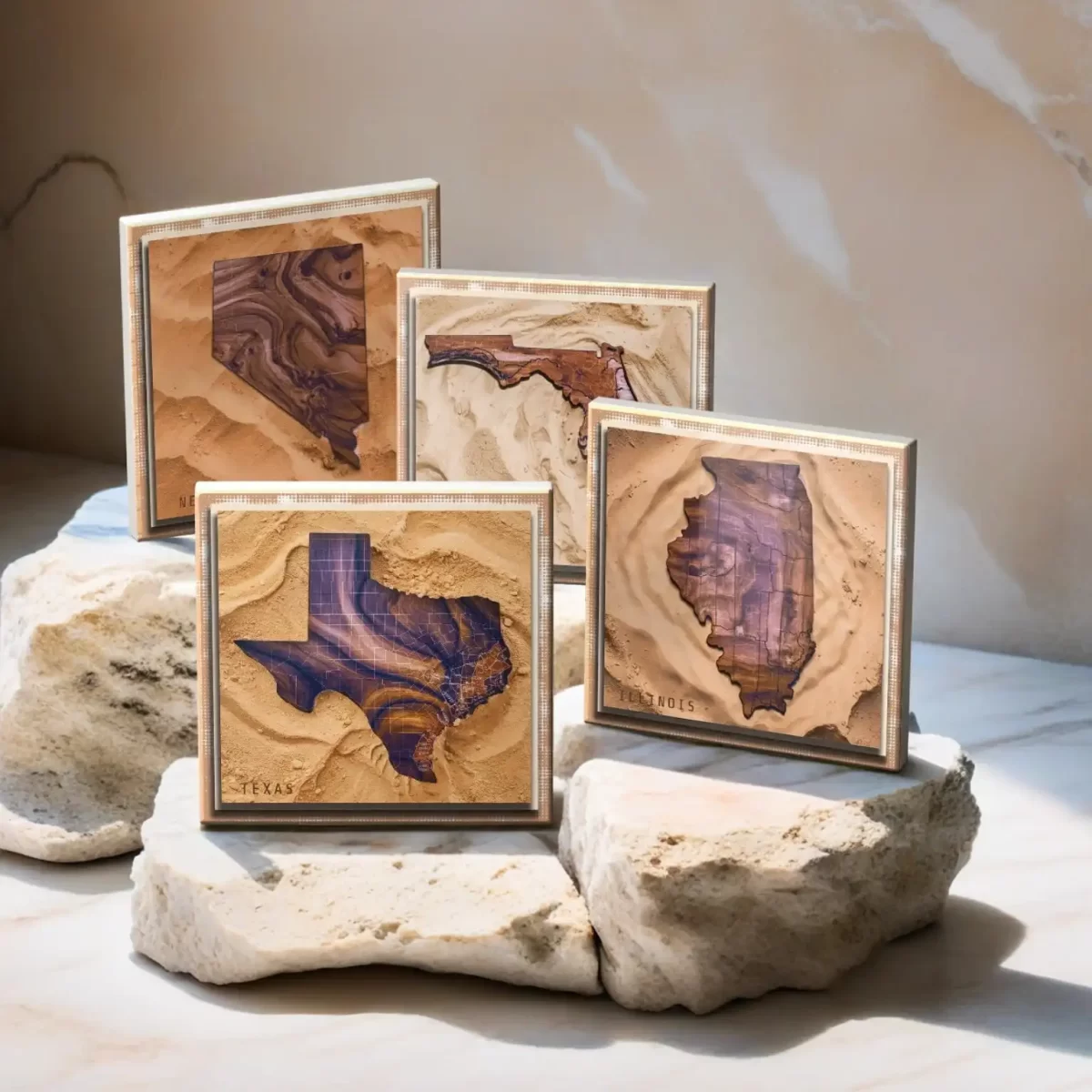 US States Wood Design v.2 | Square Tile Coasters - Image 4