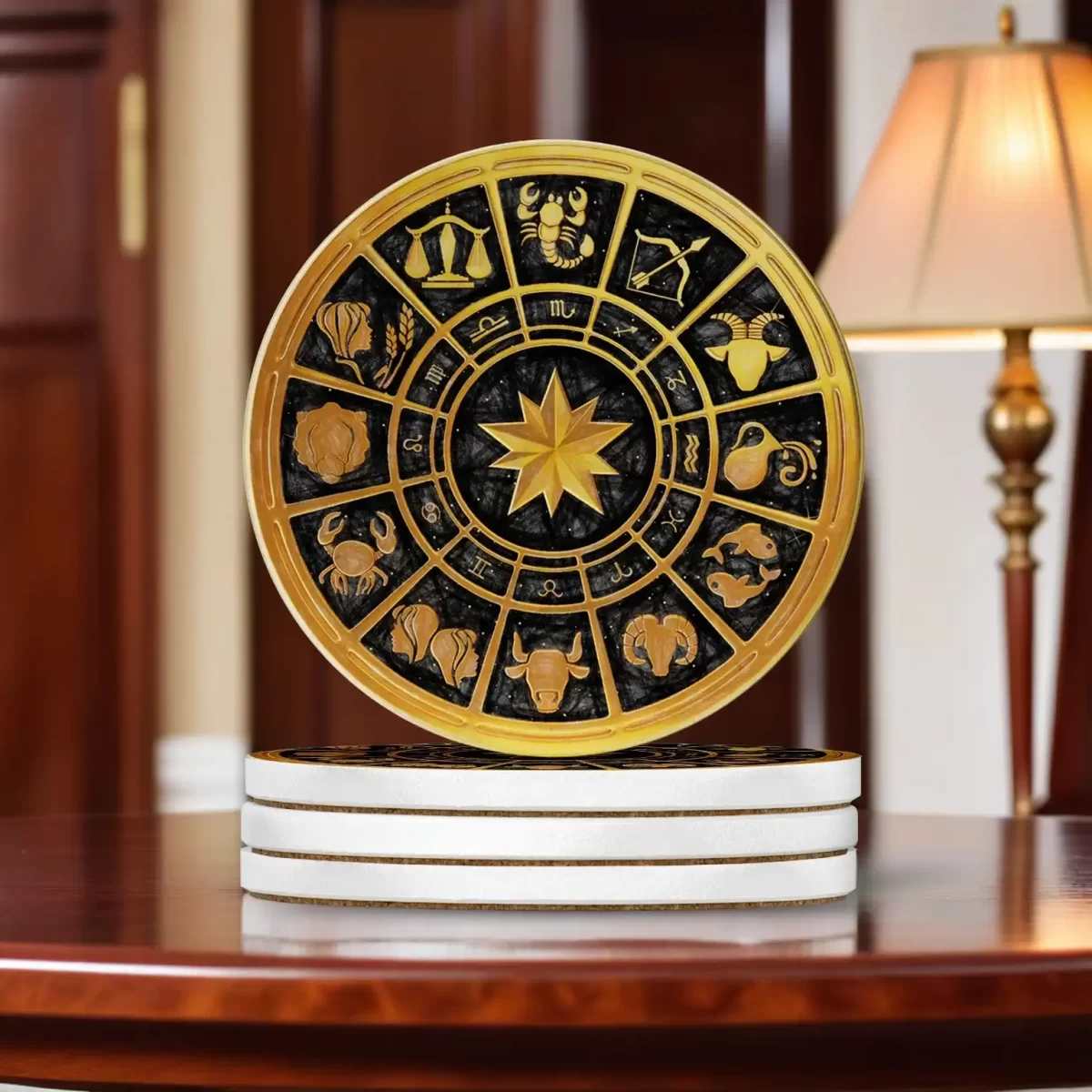 Zodiac Wheel | Round Tile Coasters - Image 2