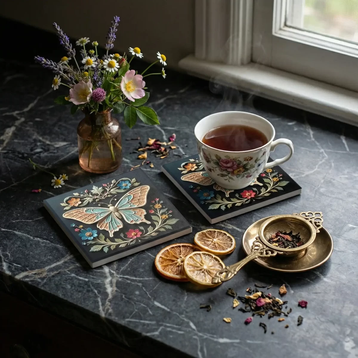 Beautiful Butterflies v.1 | Square Tile Coasters - Image 4