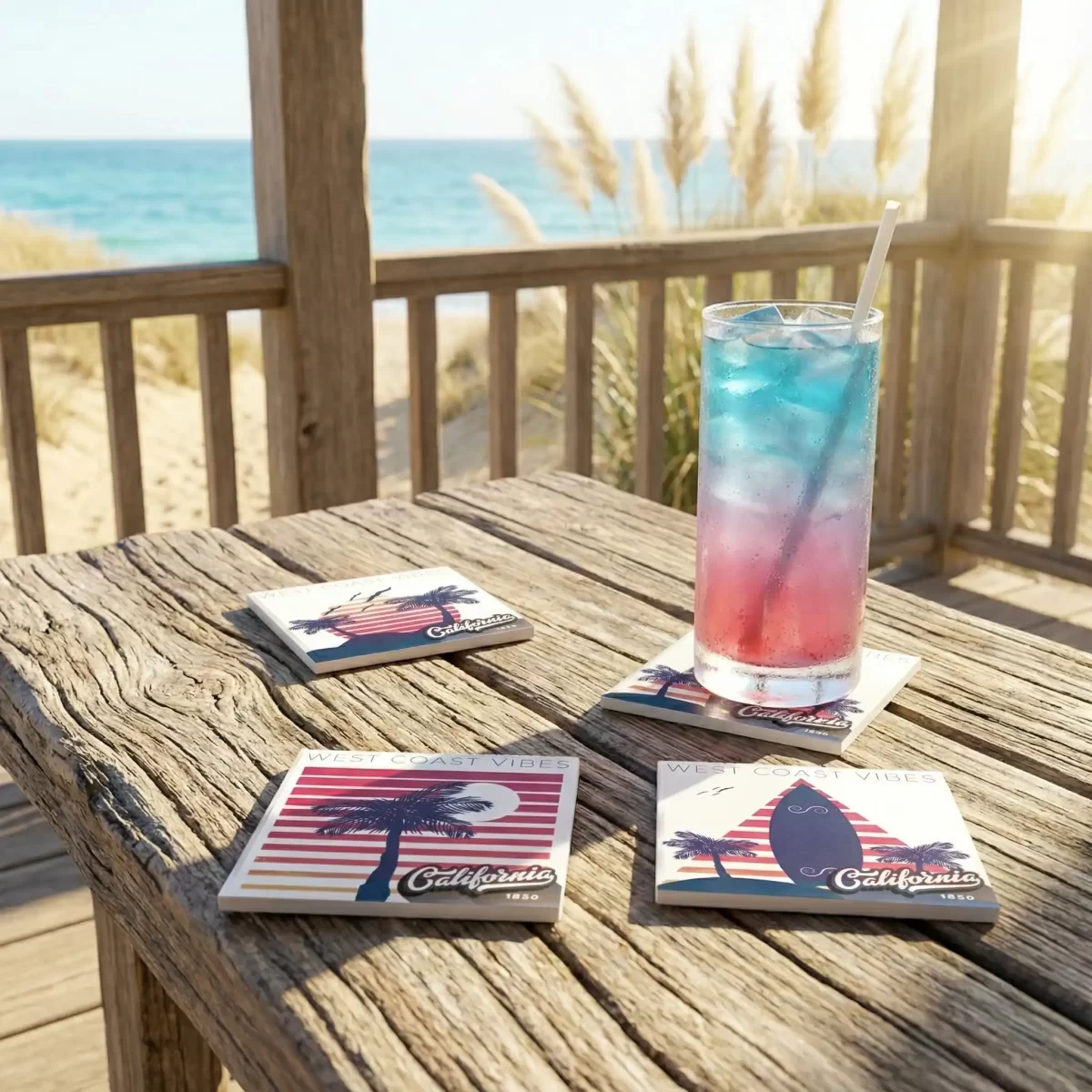 California - West Coast Vibes v.1 | Square Tile Coasters - Image 2