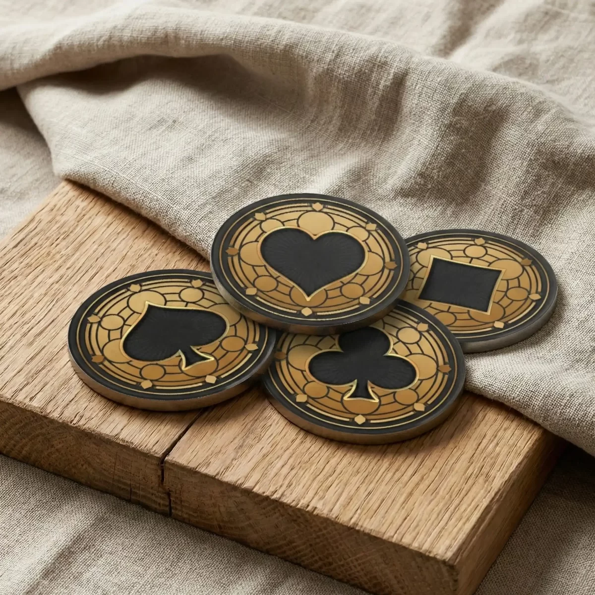 Casino Playing Card Gold Symbols v.2 | Round Tile Coasters - Image 4