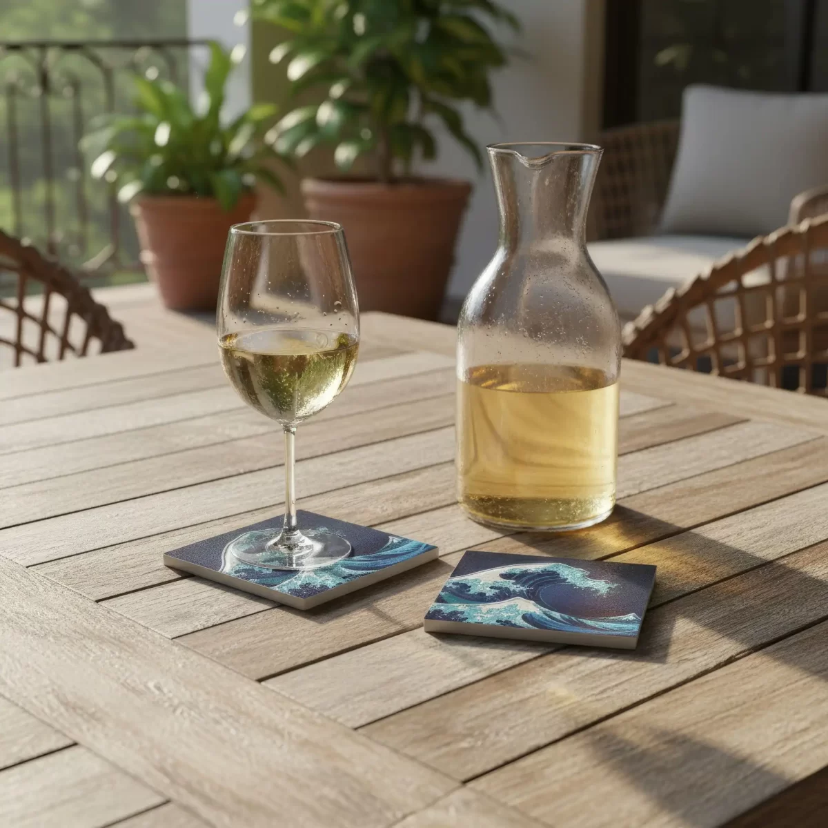 Embossed Crashing Waves | Square Tile Coasters - Image 3