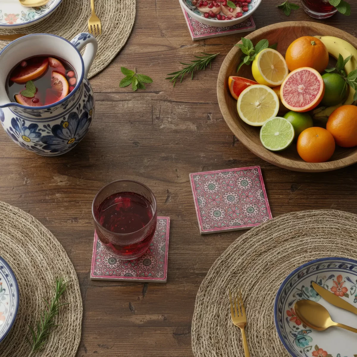 Ethnic Patterns | Square Tile Coasters - Image 2